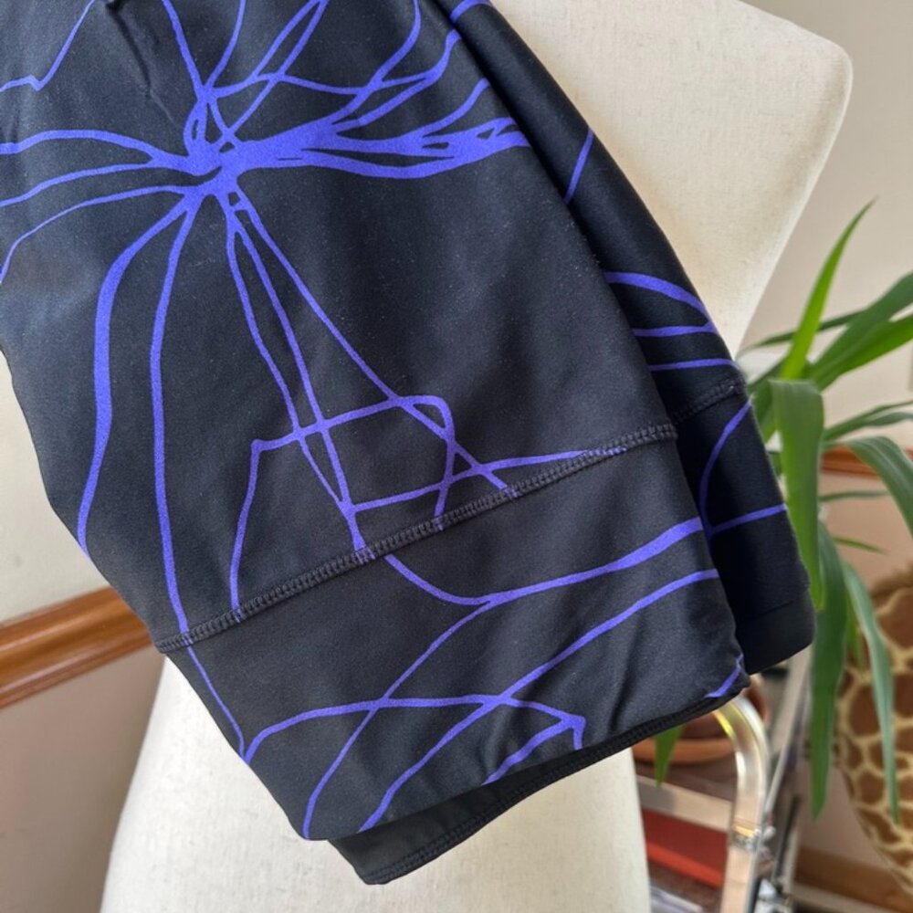 DKNY Sport Womens Crop Leggings, XL, High Waist, Black with Purple, EUC